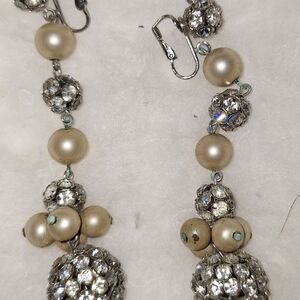 Vintage Hattie Carnegie clip on earrings in silver, gold and rhinestone